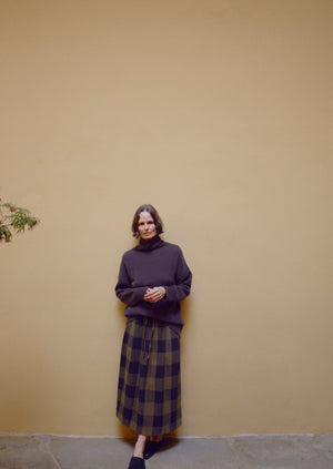 Roll Neck Wool Cashmere Sweater | Brown Umber