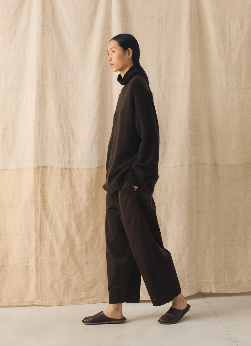 Roll Neck Wool Cashmere Sweater | Brown Umber