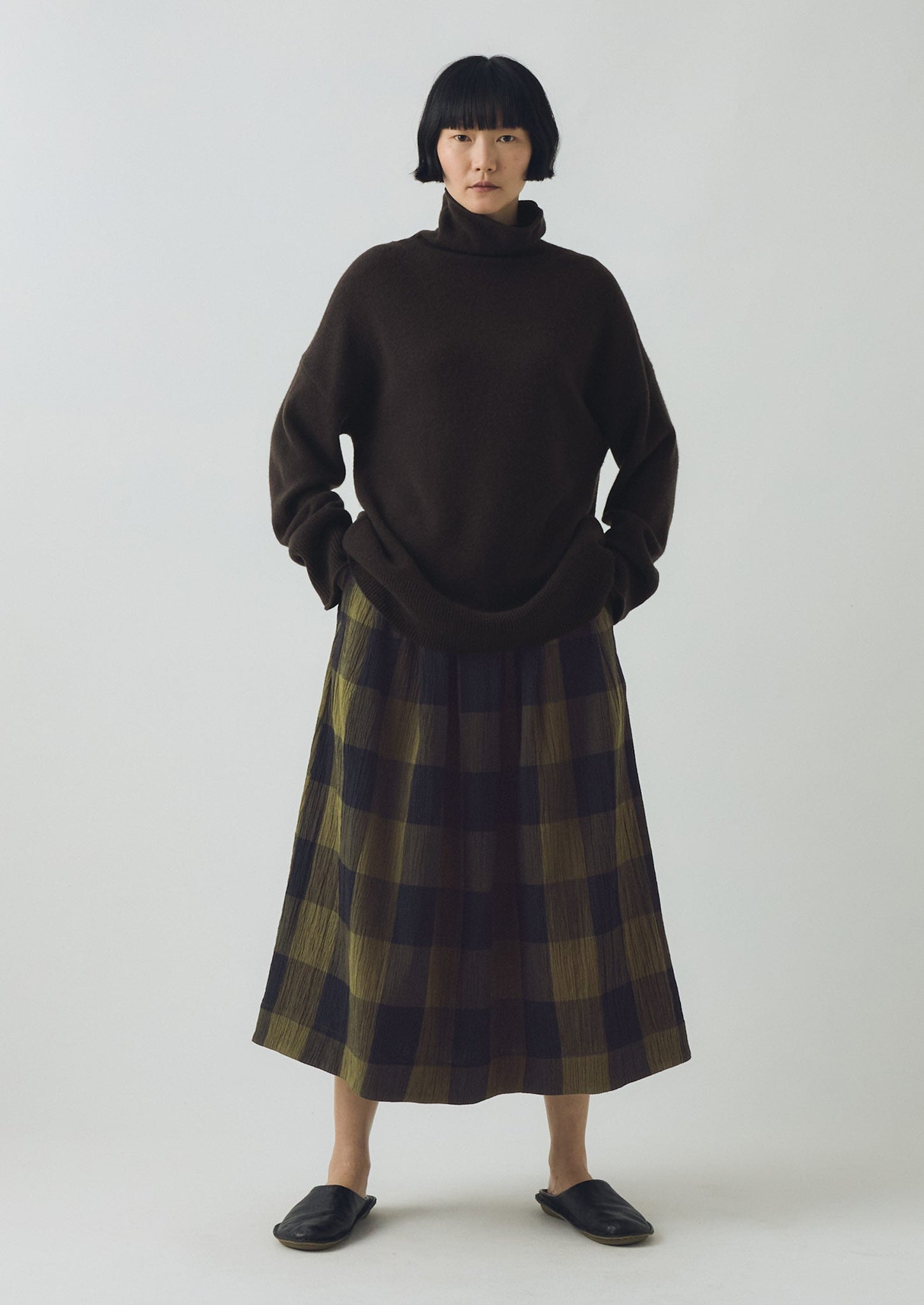 Roll Neck Wool Cashmere Sweater | Brown Umber