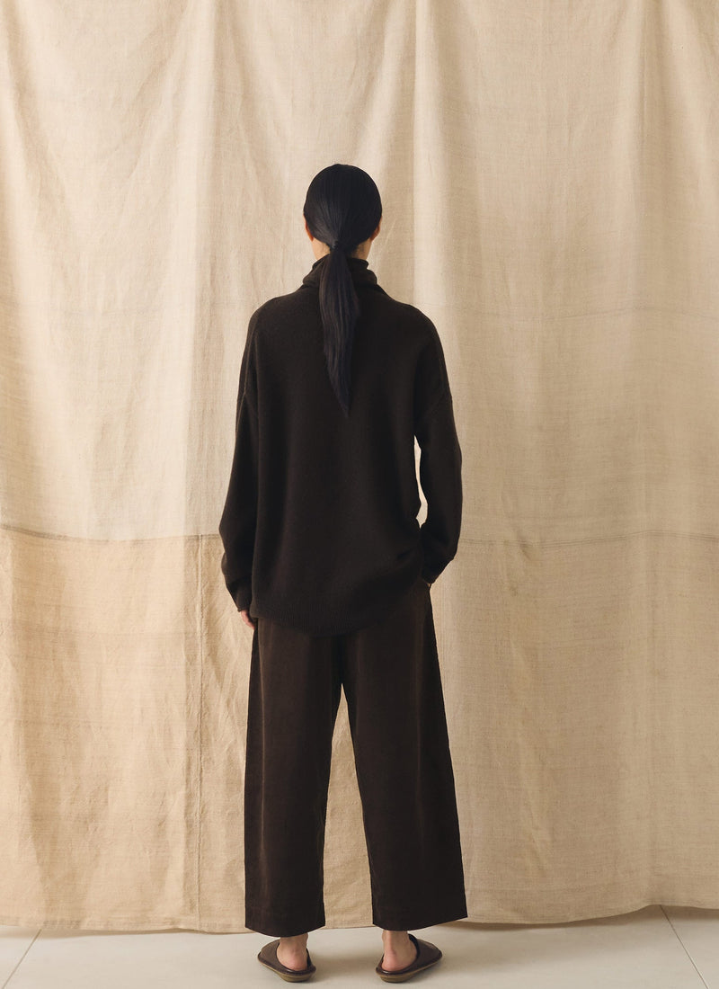 Roll Neck Wool Cashmere Sweater | Brown Umber