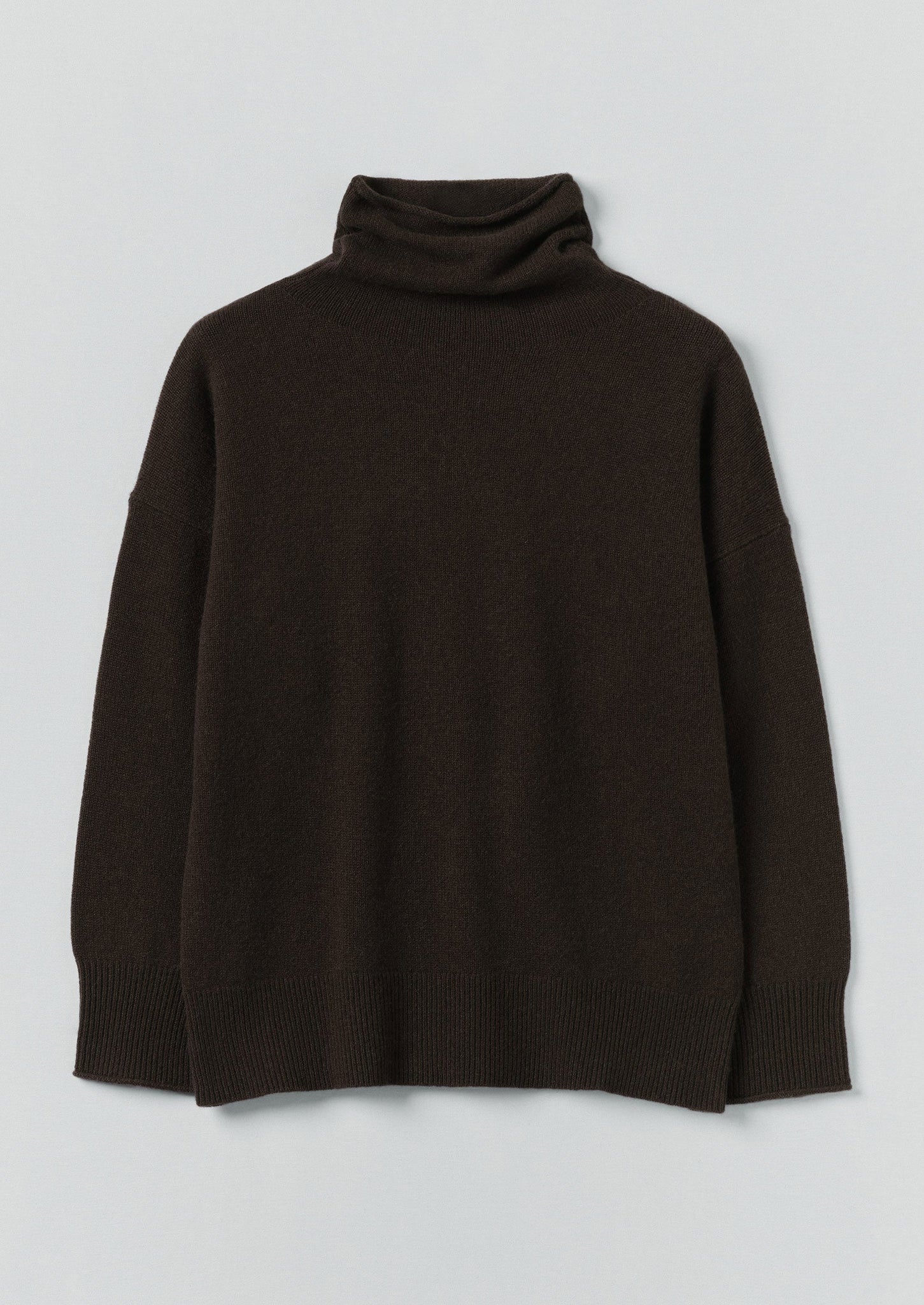 Roll Neck Wool Cashmere Sweater | Brown Umber