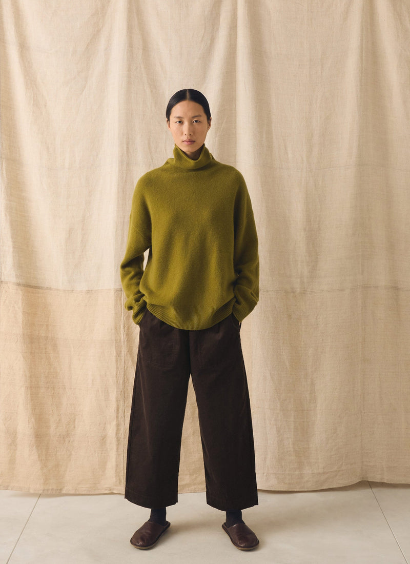 Roll Neck Wool Cashmere Sweater | Pear