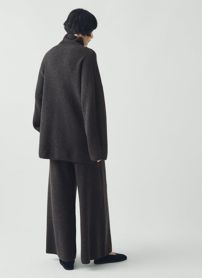 Wool Cashmere Oversized Ribbed Sweater | Charcoal
