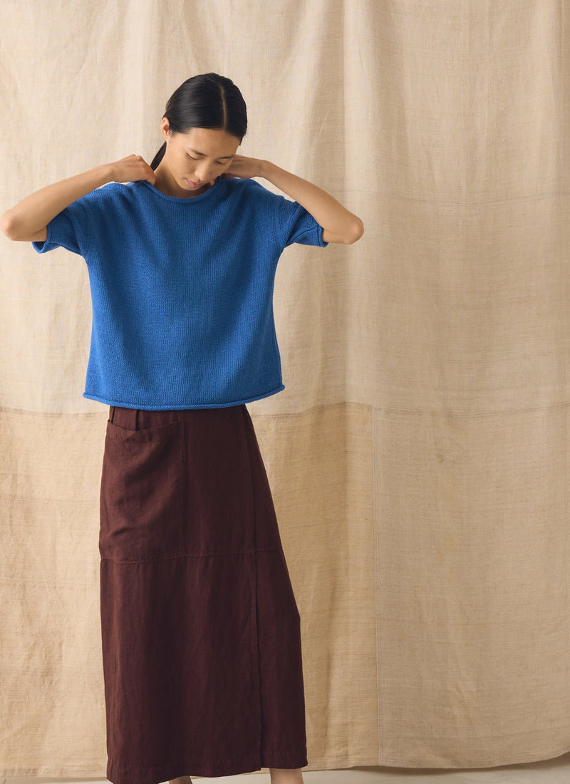Knitted Cotton Linen Tee | Bluebird