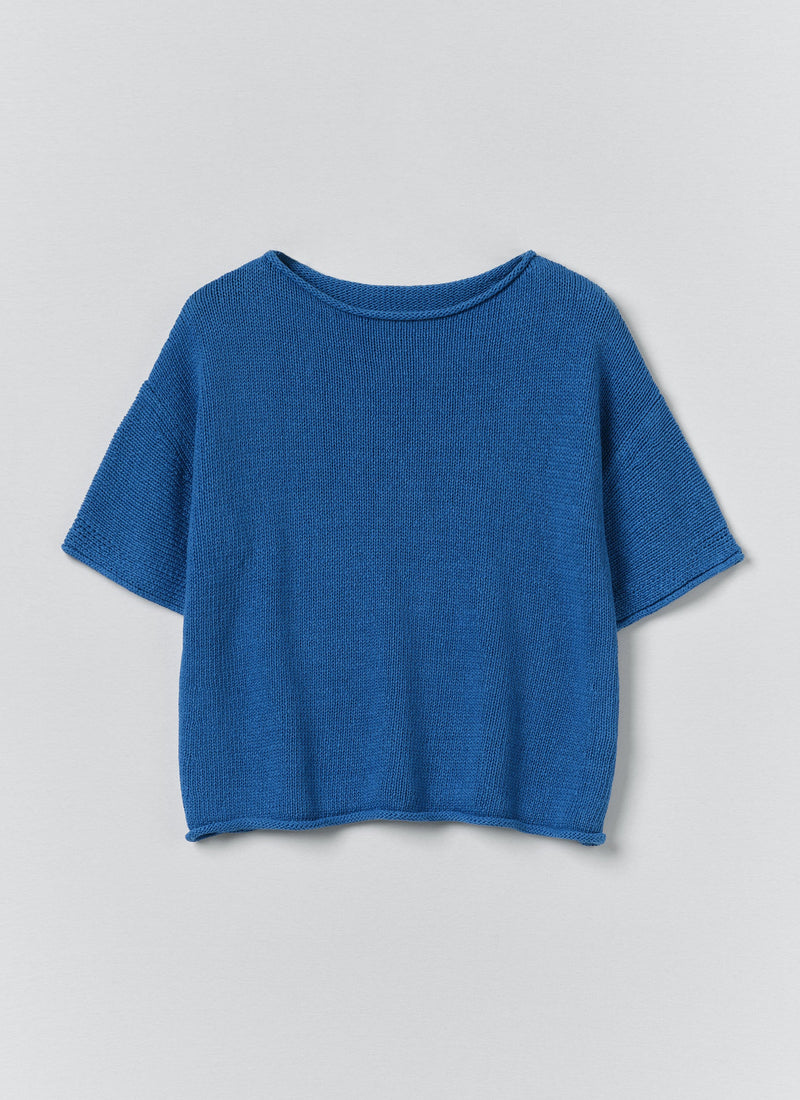 Knitted Cotton Linen Tee | Bluebird