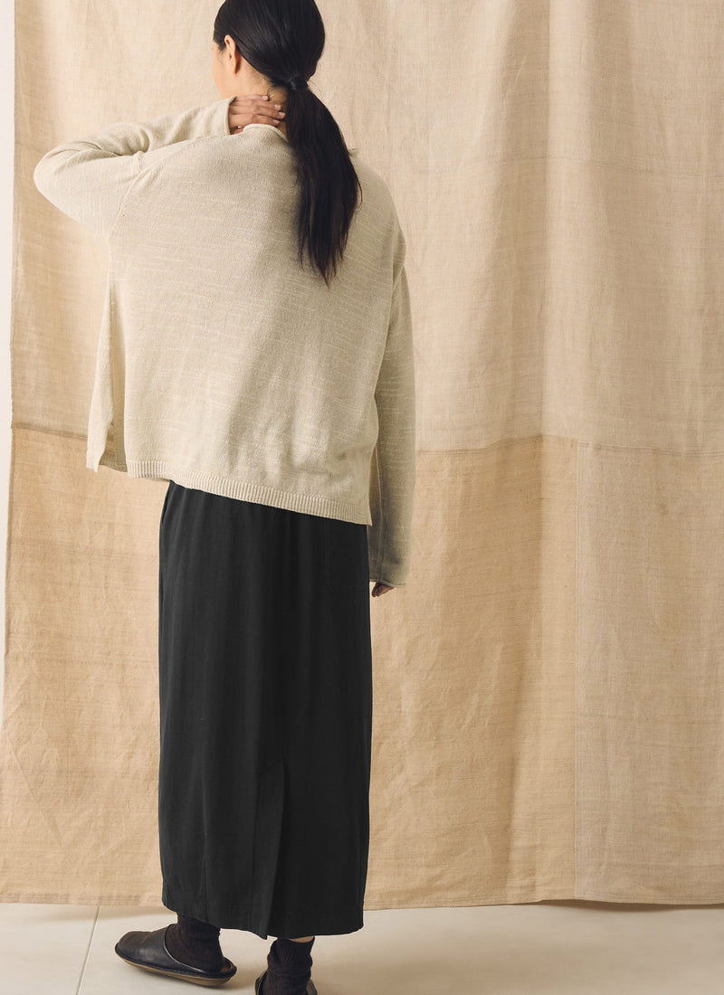 Linen Cotton Fine Knit Sweater | Parchment