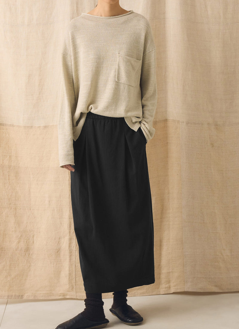 Linen Cotton Fine Knit Sweater | Parchment