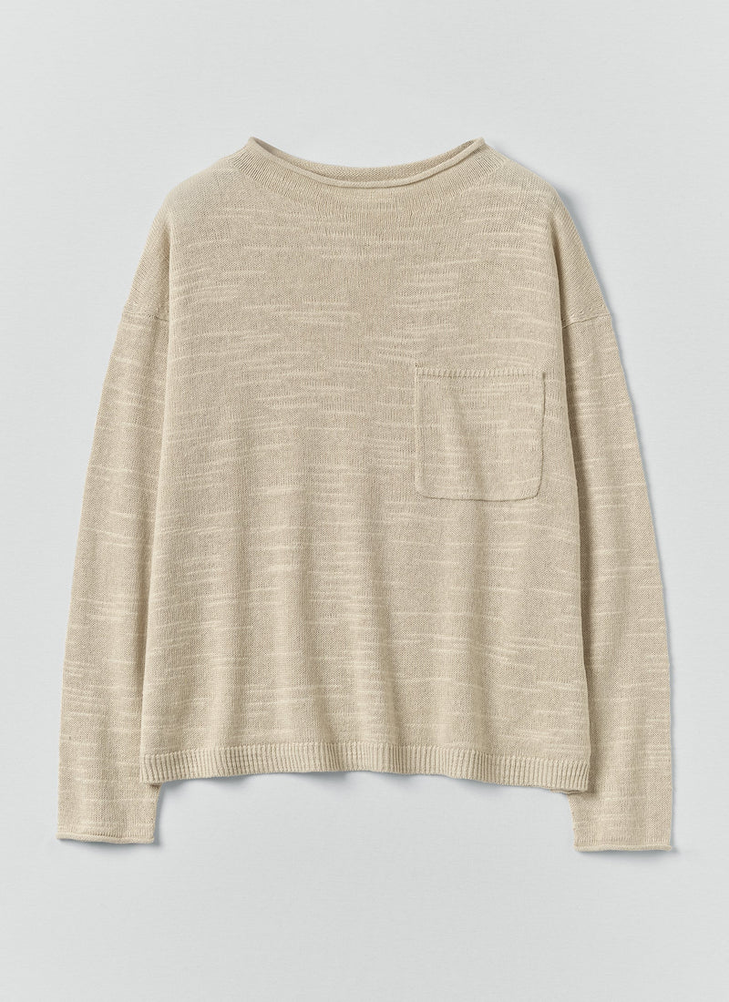 Linen Cotton Fine Knit Sweater | Parchment