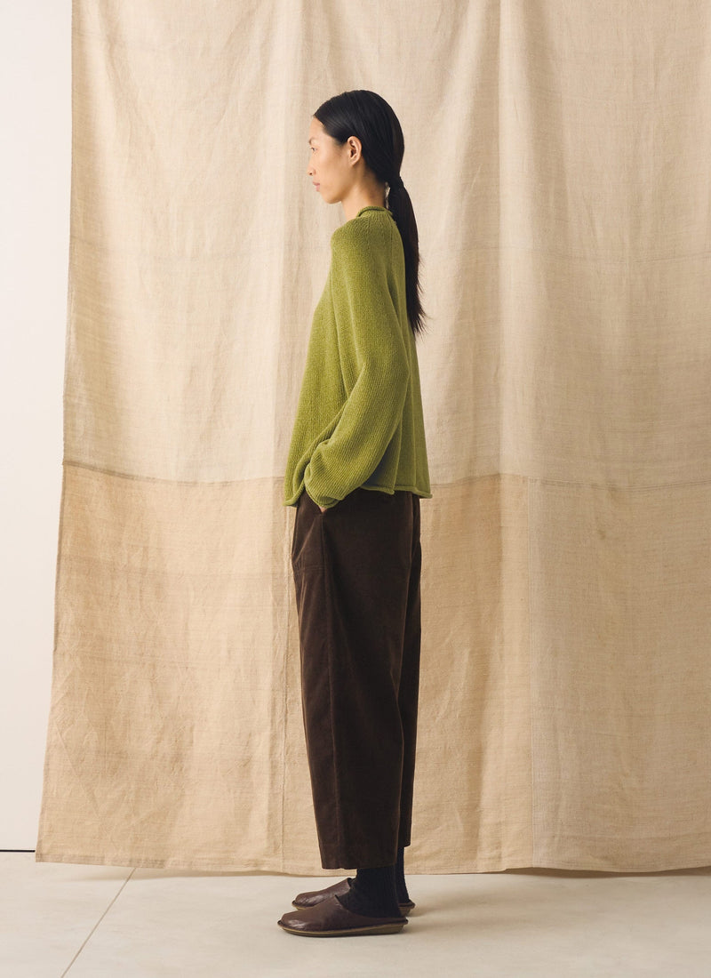 Organic Cotton Linen Easy Sweater | Olivine