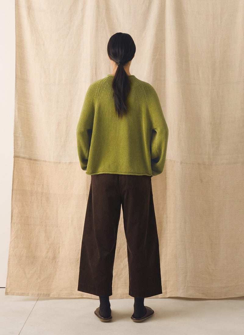 Organic Cotton Linen Easy Sweater | Olivine