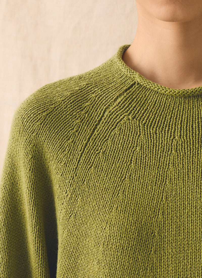 Organic Cotton Linen Easy Sweater | Olivine