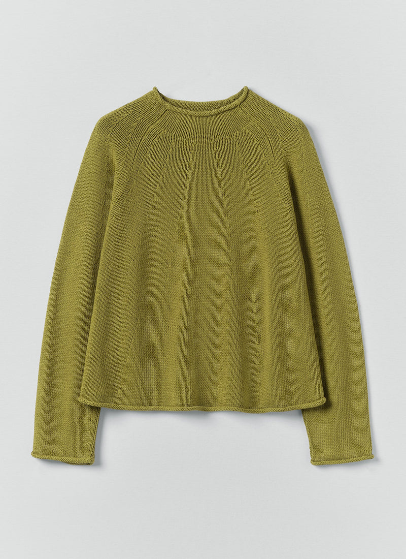 Organic Cotton Linen Easy Sweater | Olivine