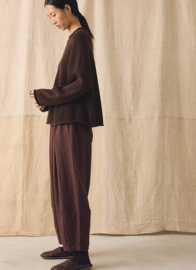 Cotton Linen Easy Sweater | Bitter Chocolate