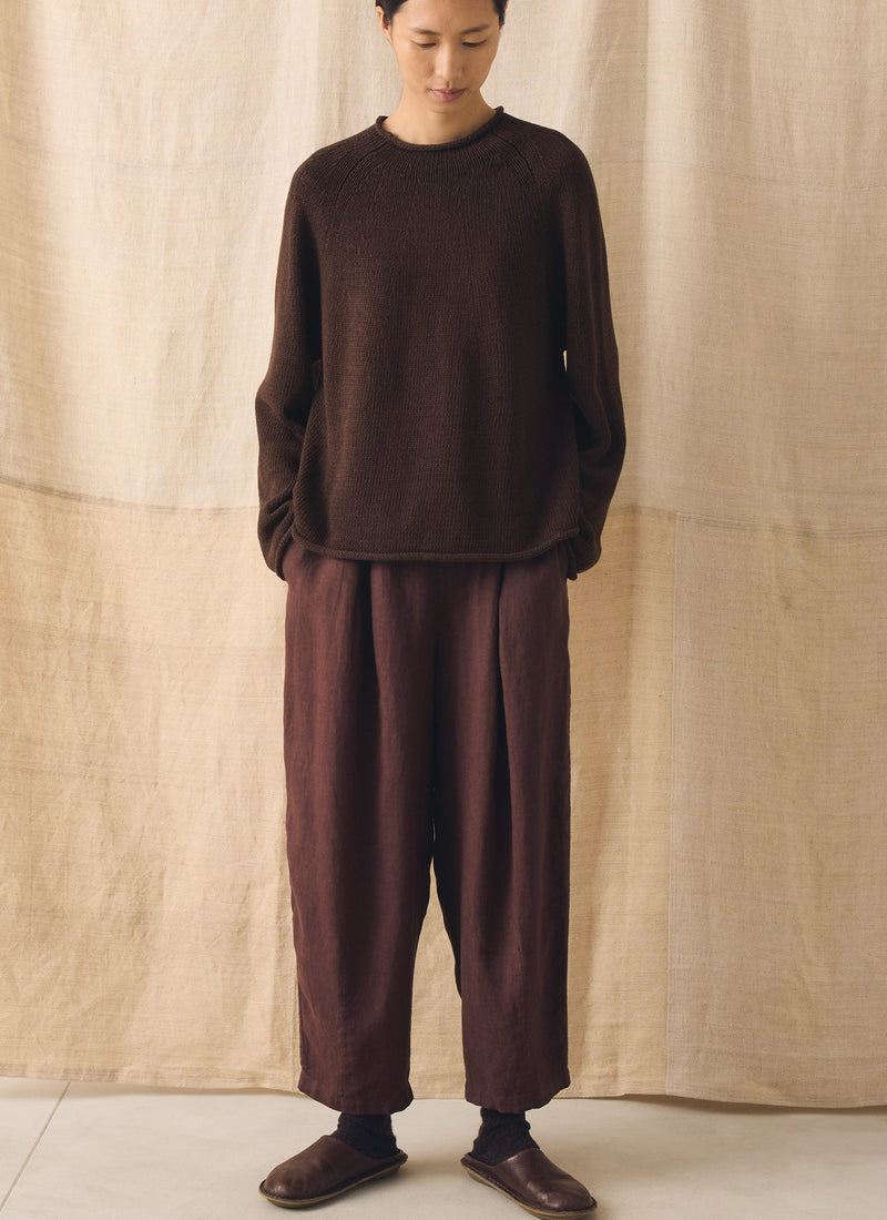 Cotton Linen Easy Sweater | Bitter Chocolate