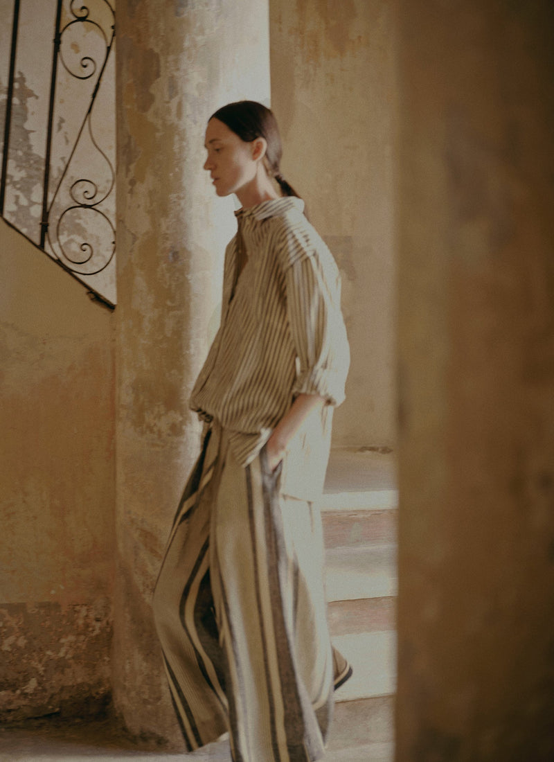 Tablier Stripe Easy Cotton Shirt | Workshop Blue