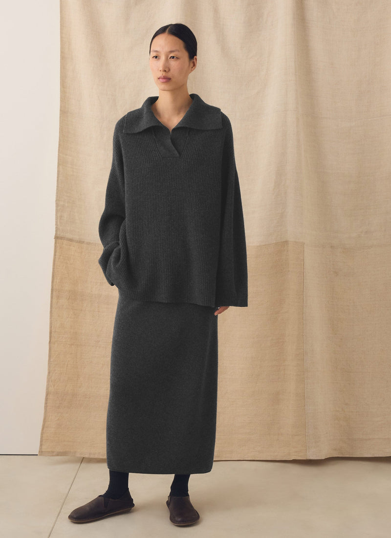 Ribbed Wool Cashmere Sweater | Charcoal