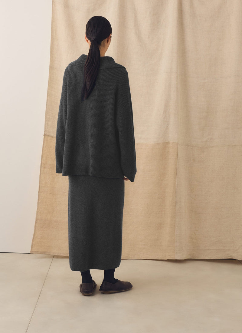 Ribbed Wool Cashmere Sweater | Charcoal