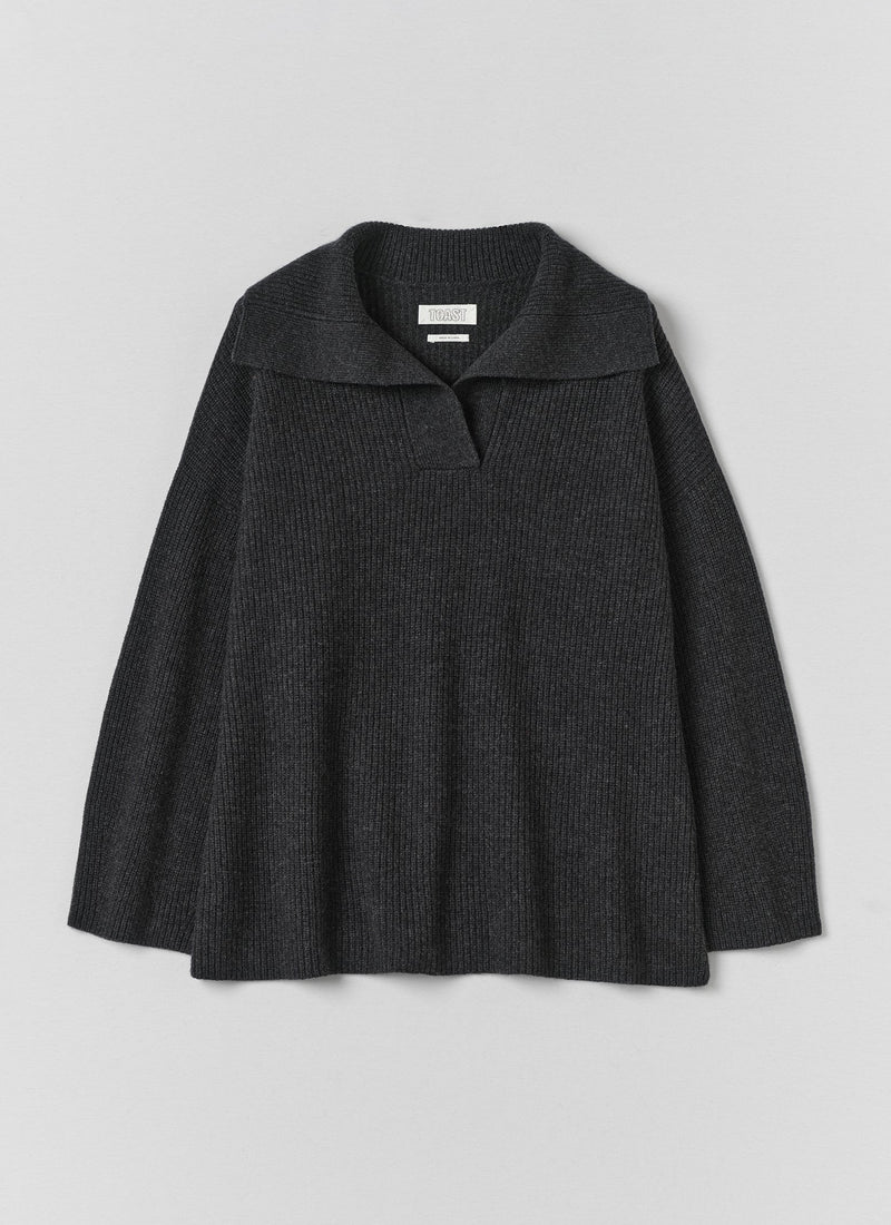 Ribbed Wool Cashmere Sweater | Charcoal