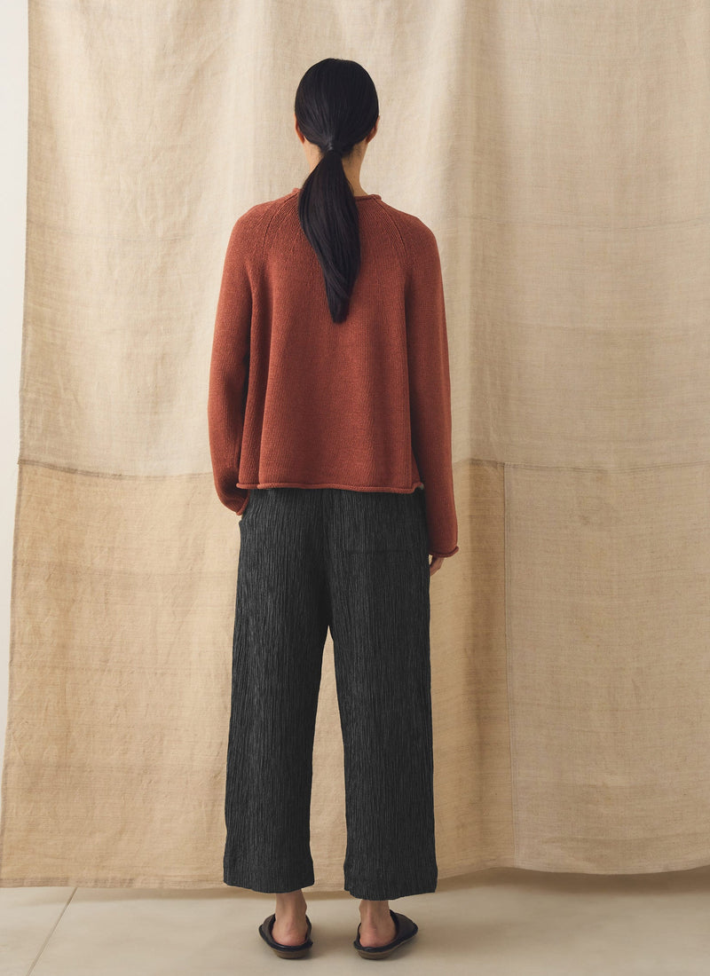 Cotton Linen Easy Sweater | Red Pitaya