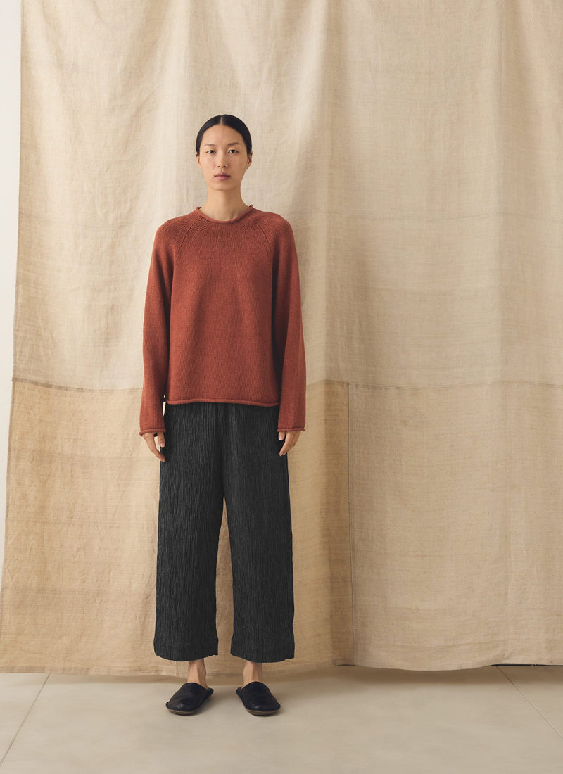 Cotton Linen Easy Sweater | Red Pitaya