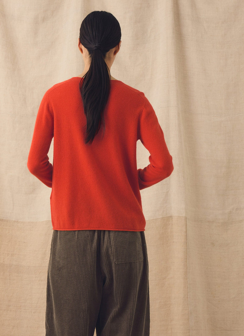 Wool Cashmere Neat Sweater | Persimmon