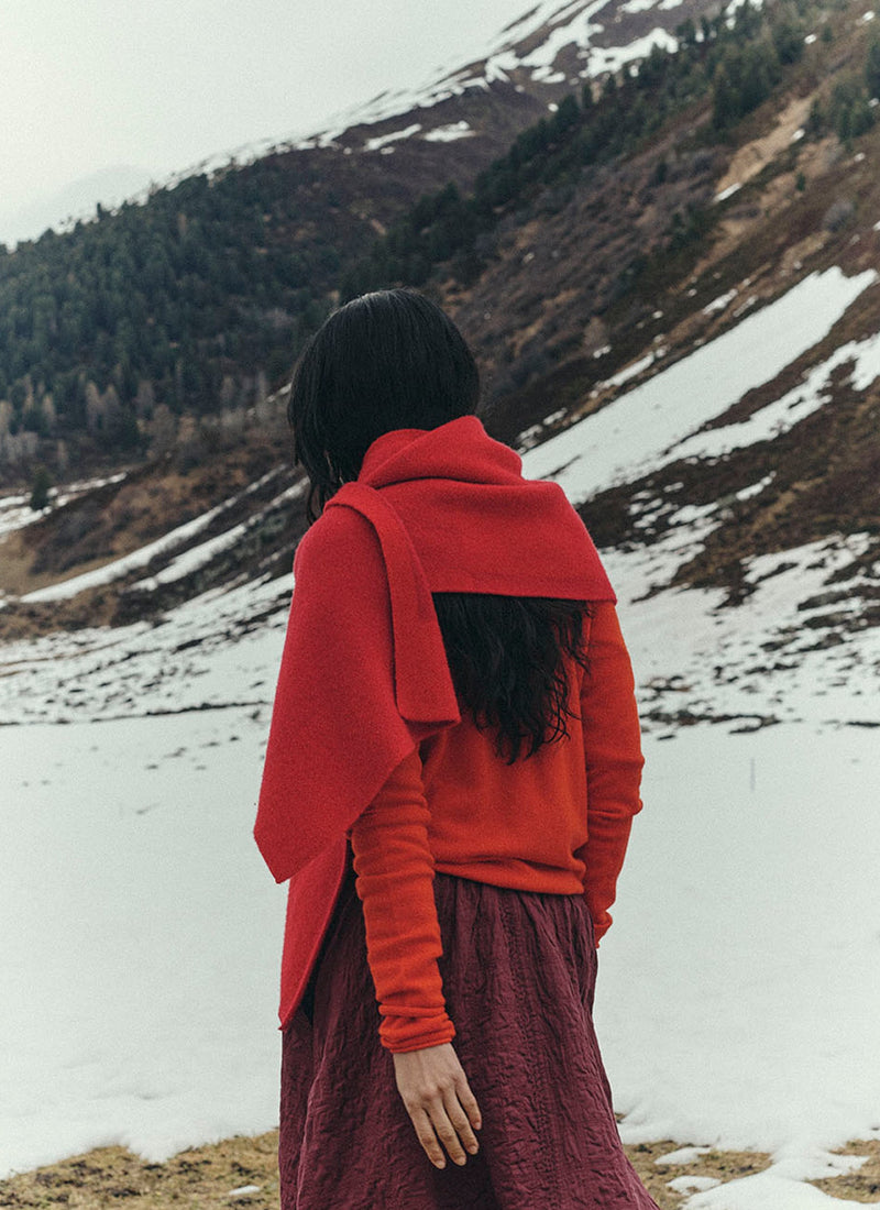 Wool Cashmere Neat Sweater | Persimmon