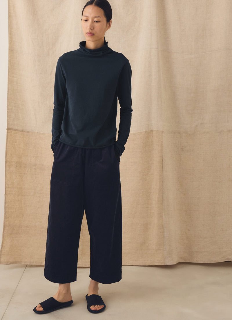 High Neck Soft Cotton Tee | Midnight