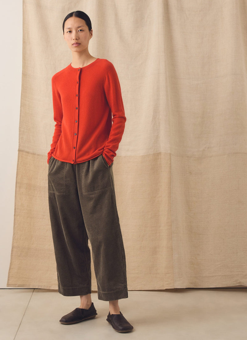 Wool Cashmere Neat Cardigan | Persimmon