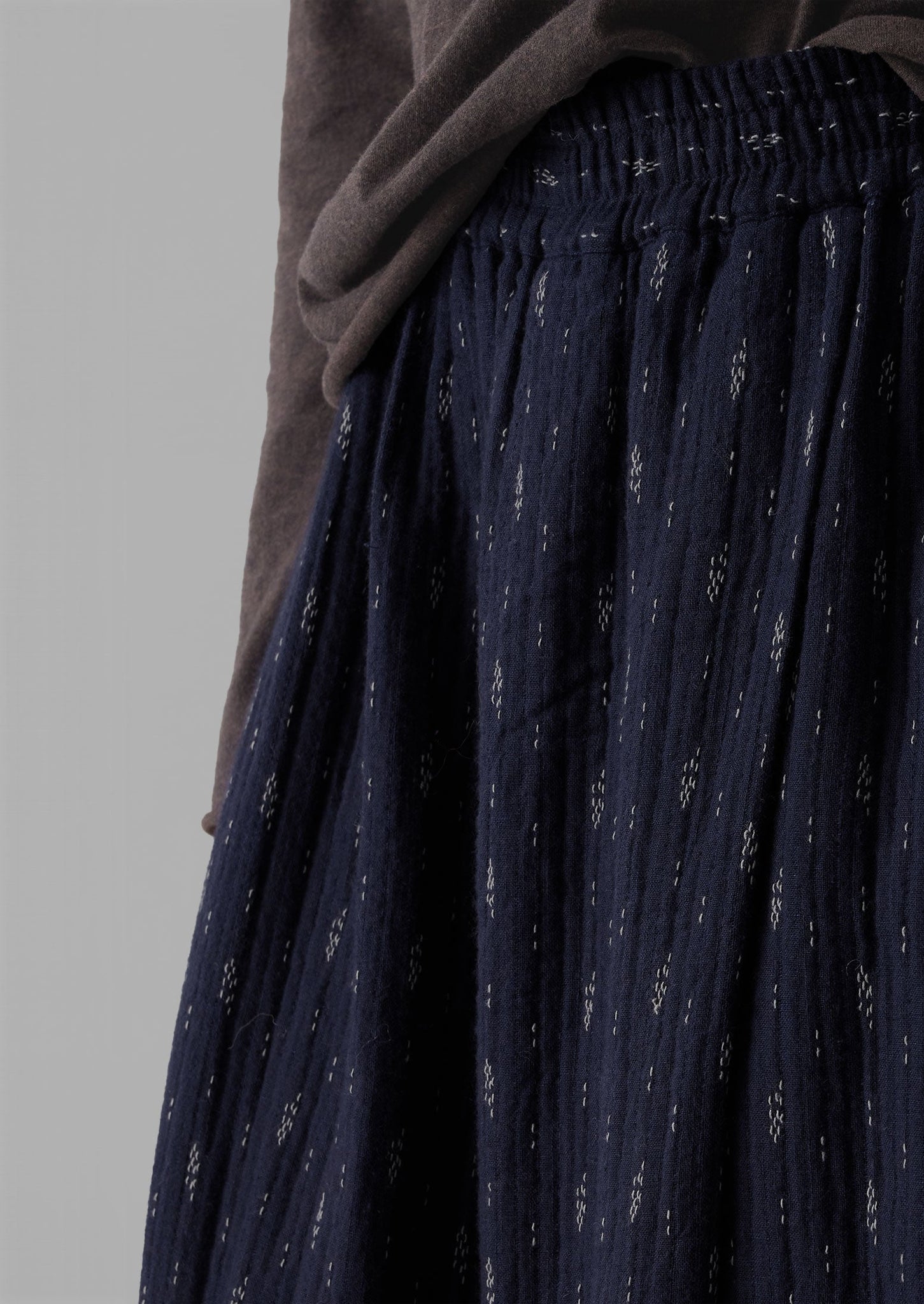 Dobby Stitch Cotton Skirt | Indigo/Blue