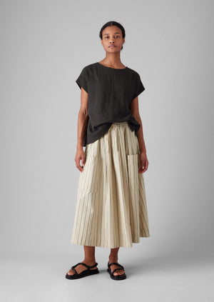 Stripe Cotton Patch Pocket Skirt | Sail Cloth