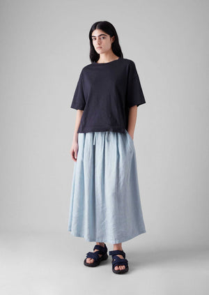 Garment Dyed Linen Skirt | Egg Blue