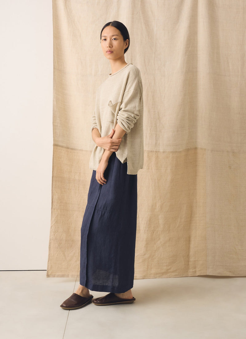 Garment Dyed Linen Apron Skirt | Blueberry