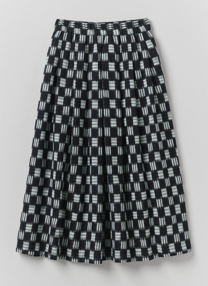 Lore Ikat Pleated Cotton Skirt | Indigo