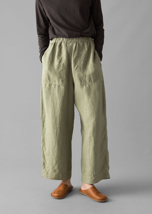 Garment Dyed Linen Barrel Leg Trousers | Salvia