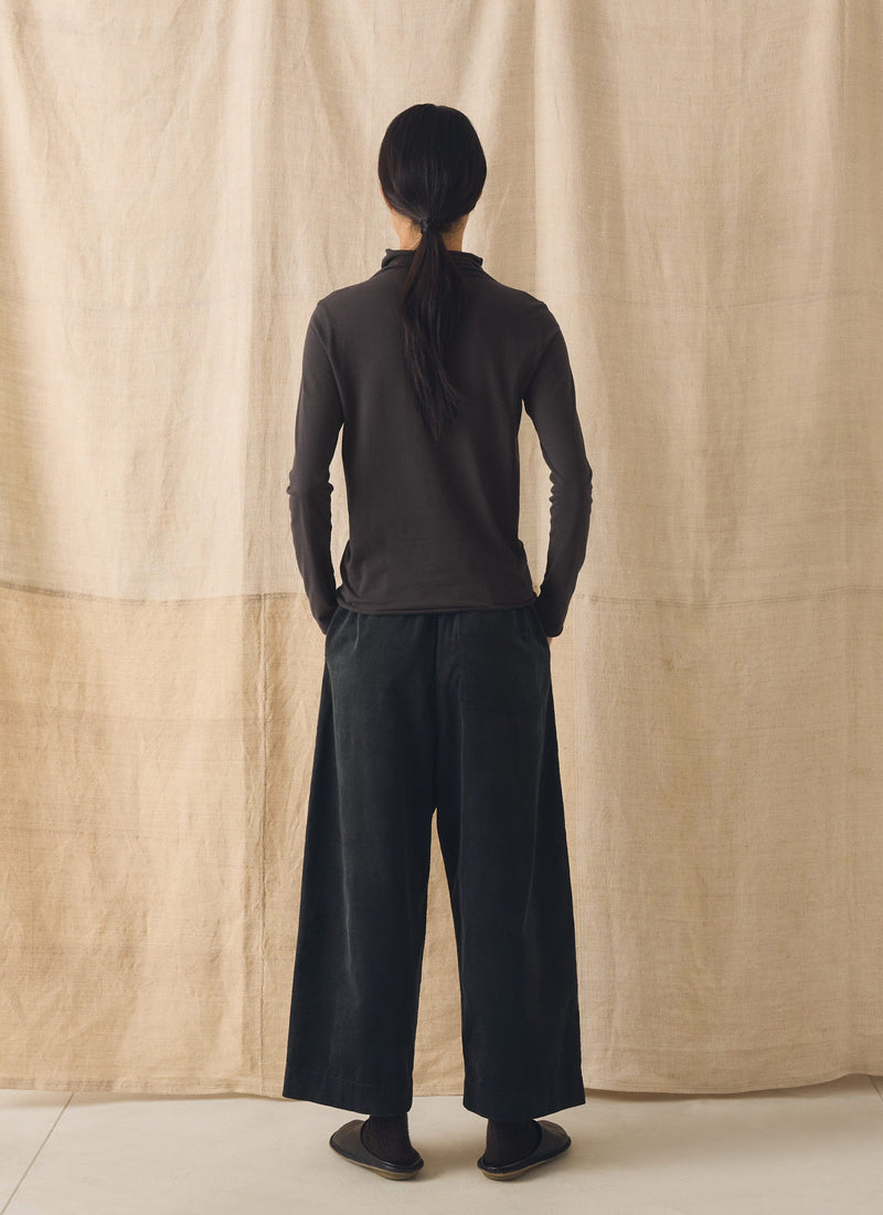 Organic Cord Barrel Leg Trousers | Charcoal