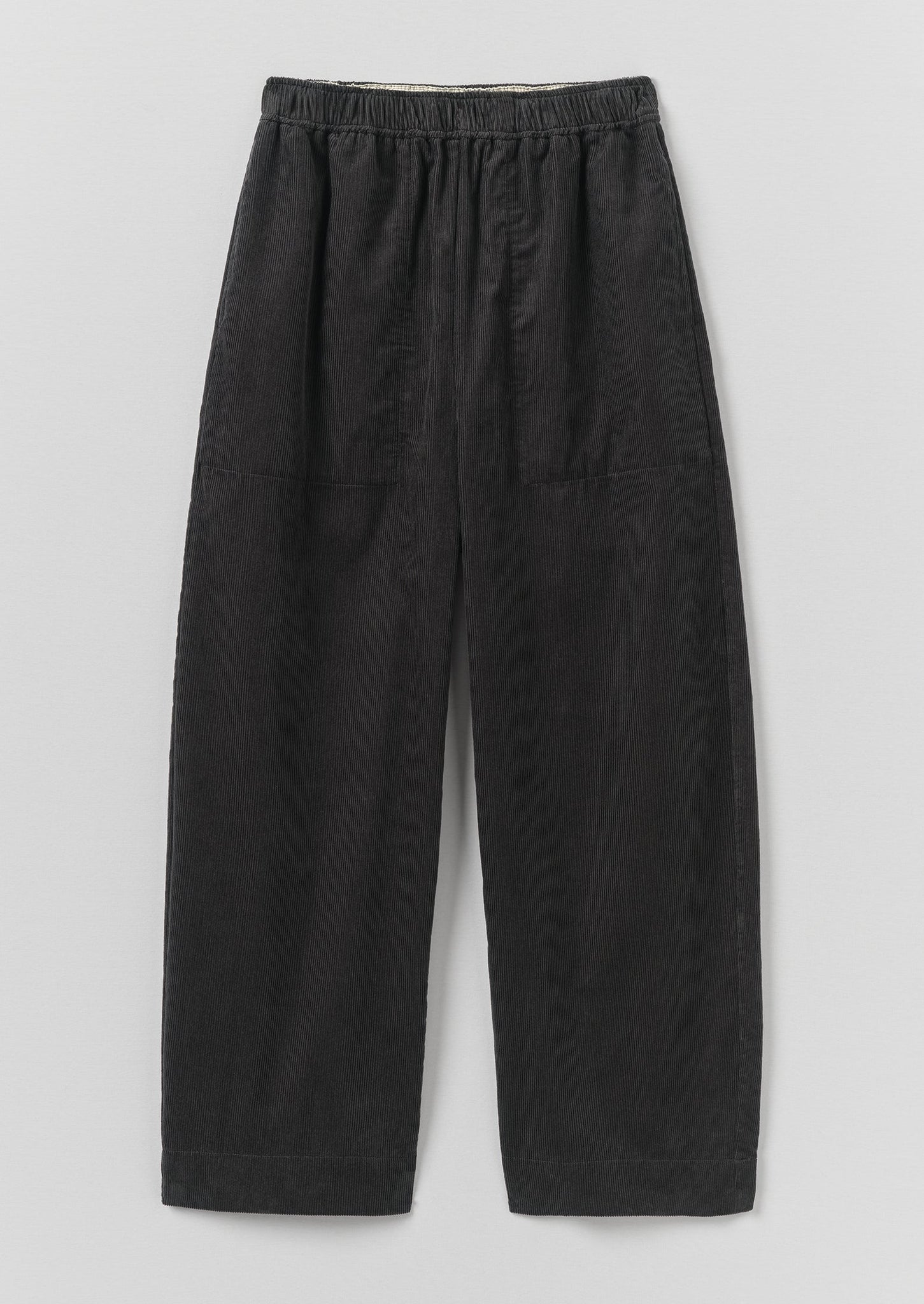 Organic Cord Barrel Leg Trousers | Charcoal