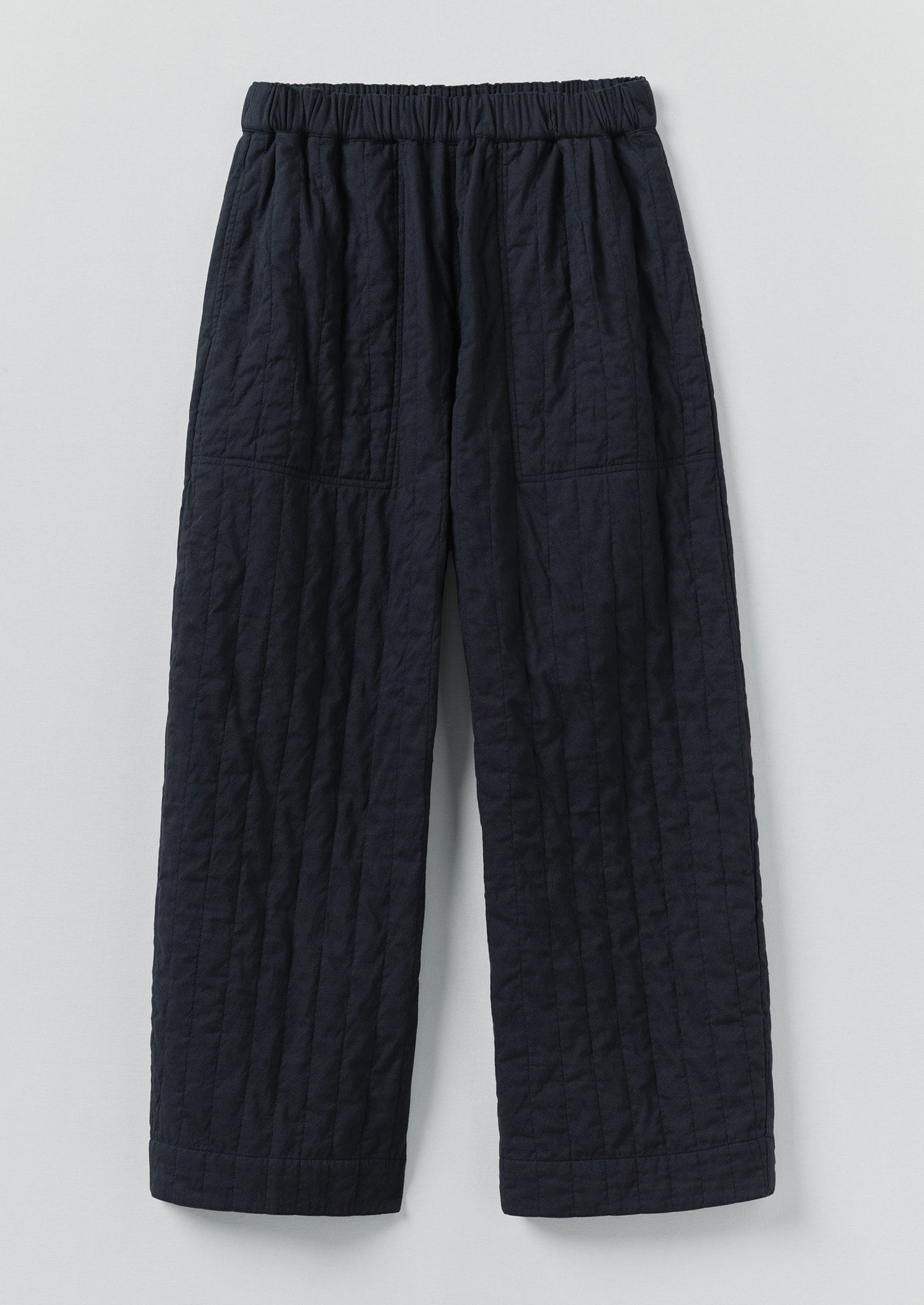 Quilted Cotton Barrel Leg Trousers | Indigo Blue