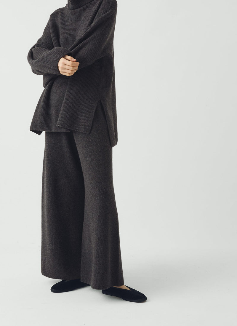 Wool Cashmere Knitted Trousers | Charcoal