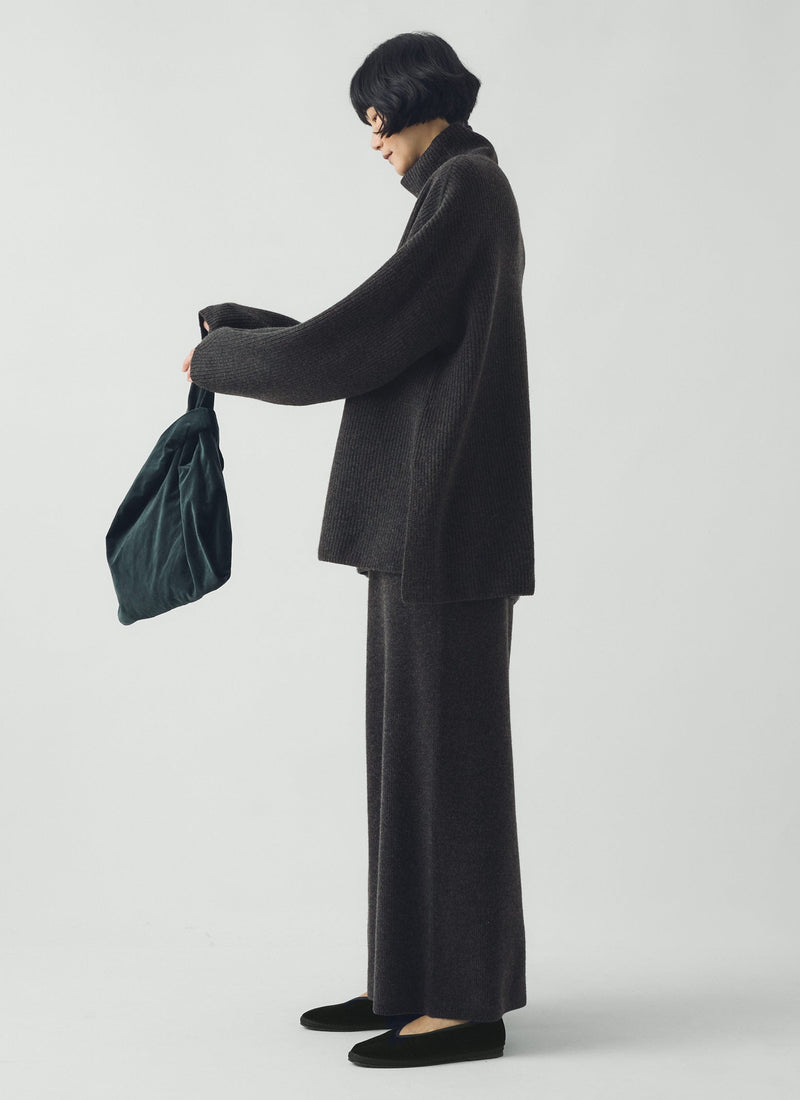 Wool Cashmere Knitted Trousers | Charcoal