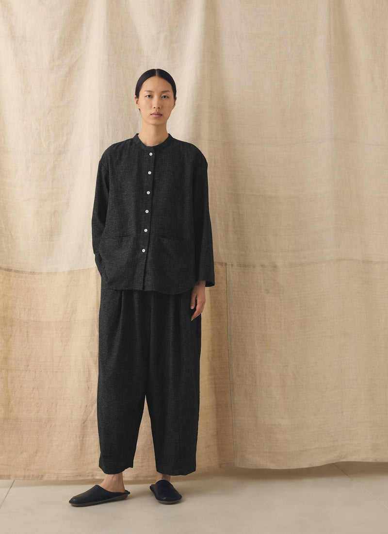 Minako Check Cotton Cashmere Trousers | Black/Ecru