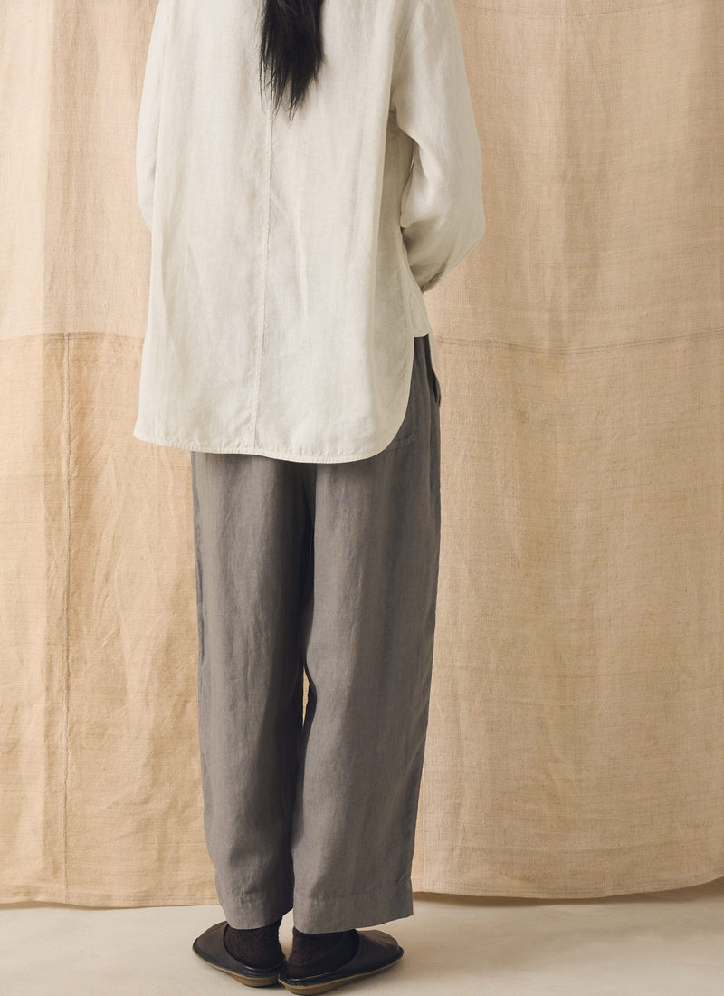 Garment Dyed Linen Barrel Leg Trousers | Iron