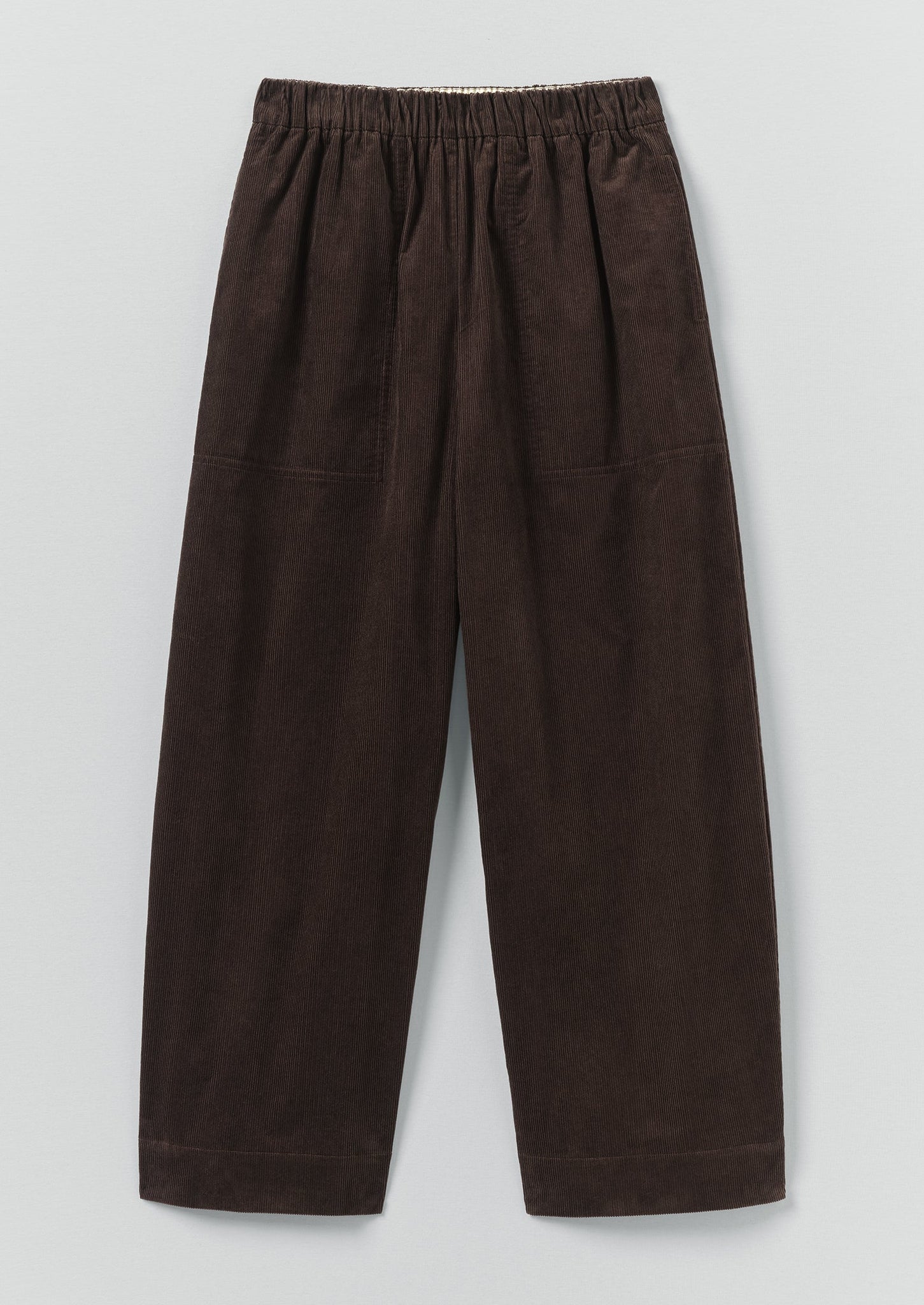 Organic Cord Barrel Leg Trousers | Bitter Chocolate