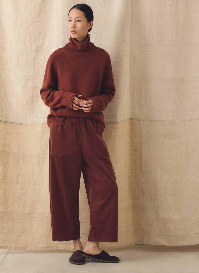 Barrel Leg Cord Trousers | Brick Red
