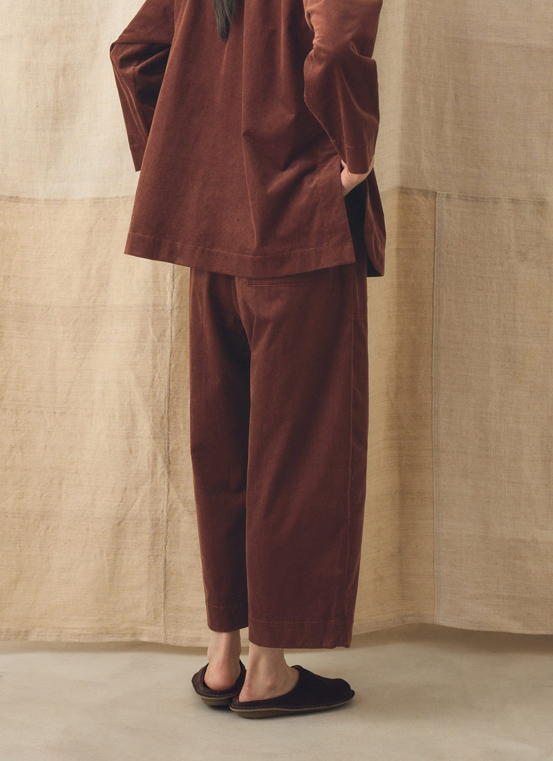 Barrel Leg Cord Trousers | Brick Red