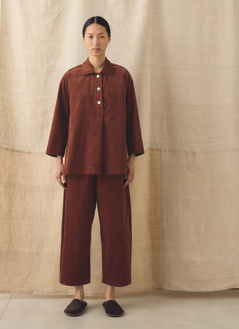 Barrel Leg Cord Trousers | Brick Red