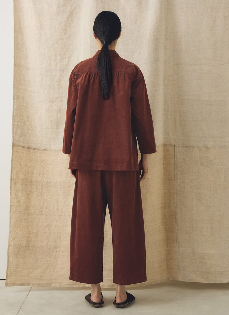 Barrel Leg Cord Trousers | Brick Red