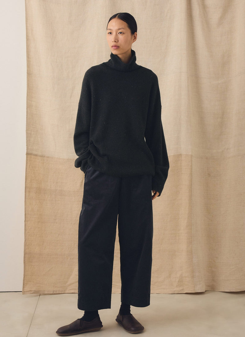 Barrel Leg Cord Trousers | Midnight