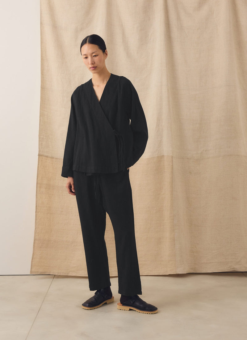 Suki Brushed Linen Cotton Herringbone Trousers | Slate