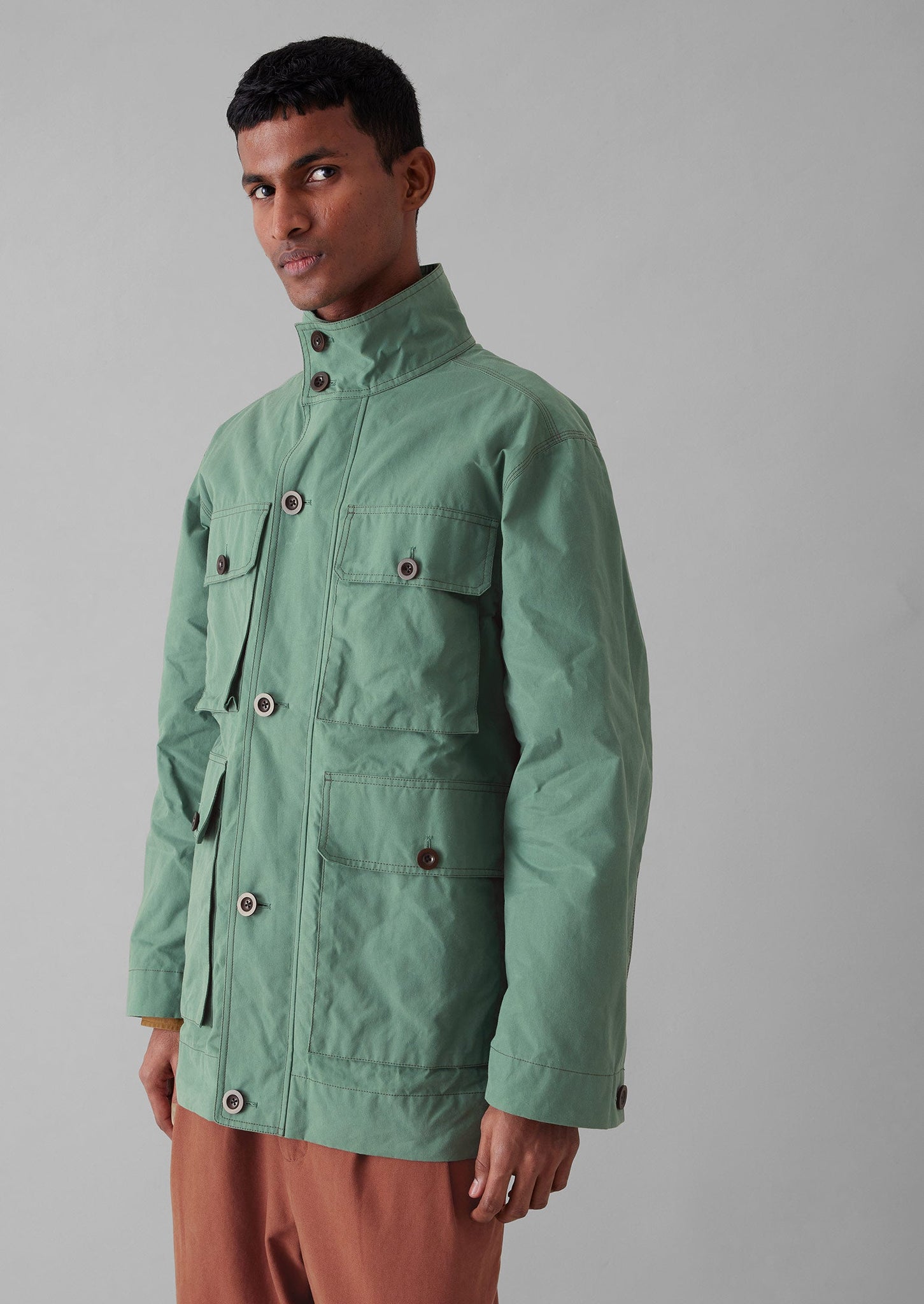 Halley Stevensons Waxed Cotton Coat | Blue Jade