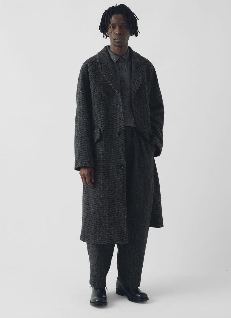 Textured Tweed Wool Overcoat | Iron Grey